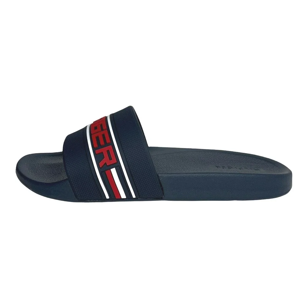 Tommy Hilfiger Mens ETTO Slide Sandals Size 11 Navy Blue Red Comfort Lightweight